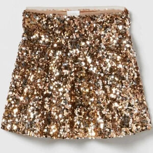 NWT Zara gold sequin girls skirt size 9